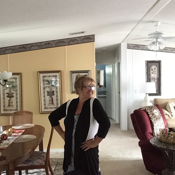 Lauren Michelle cardigan black white open front size L 🌹great look sharp - Picture 2 of 7